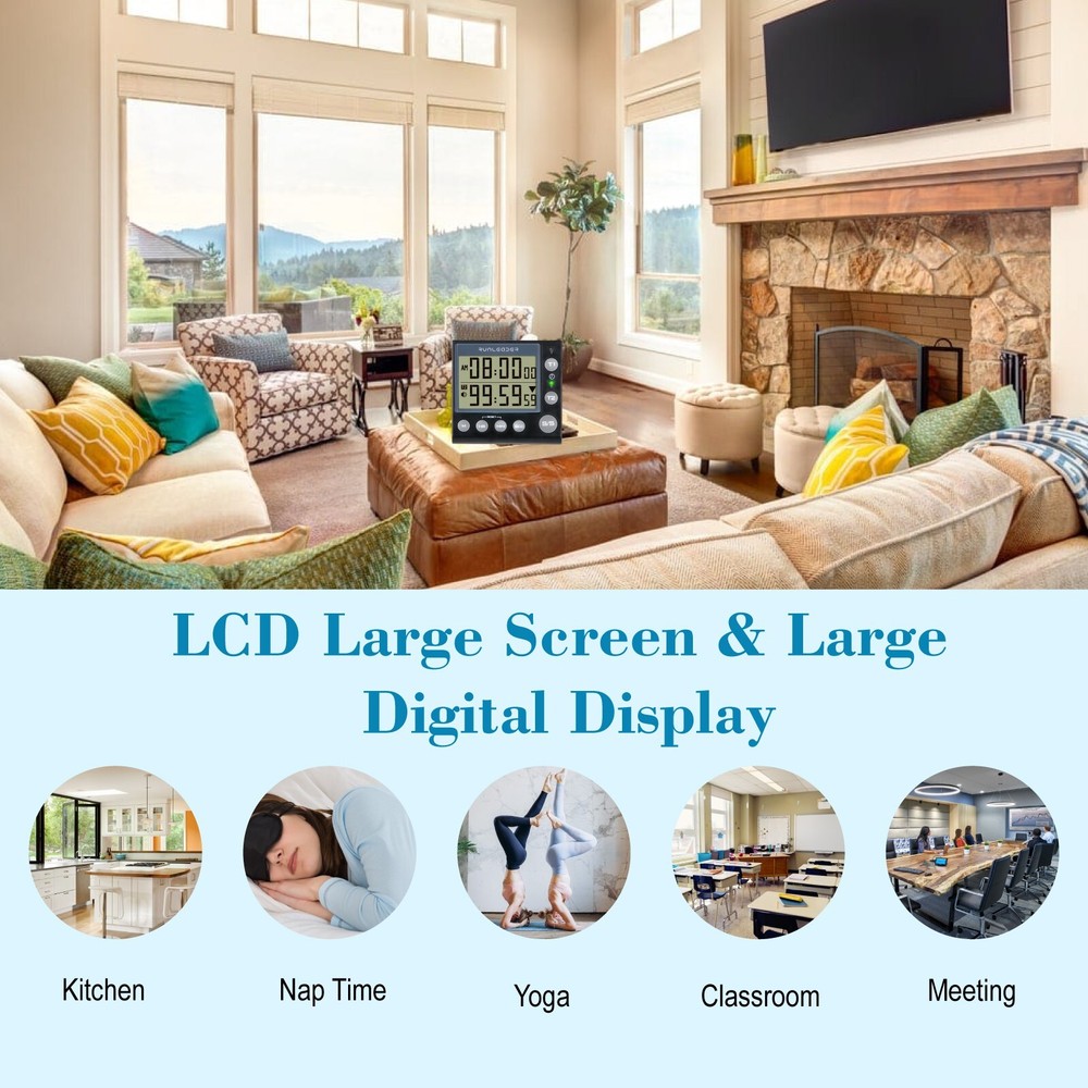 Digital Kitchen Dual Timers Clock Count-up/Count Down for Cooking Bakery Buzzer