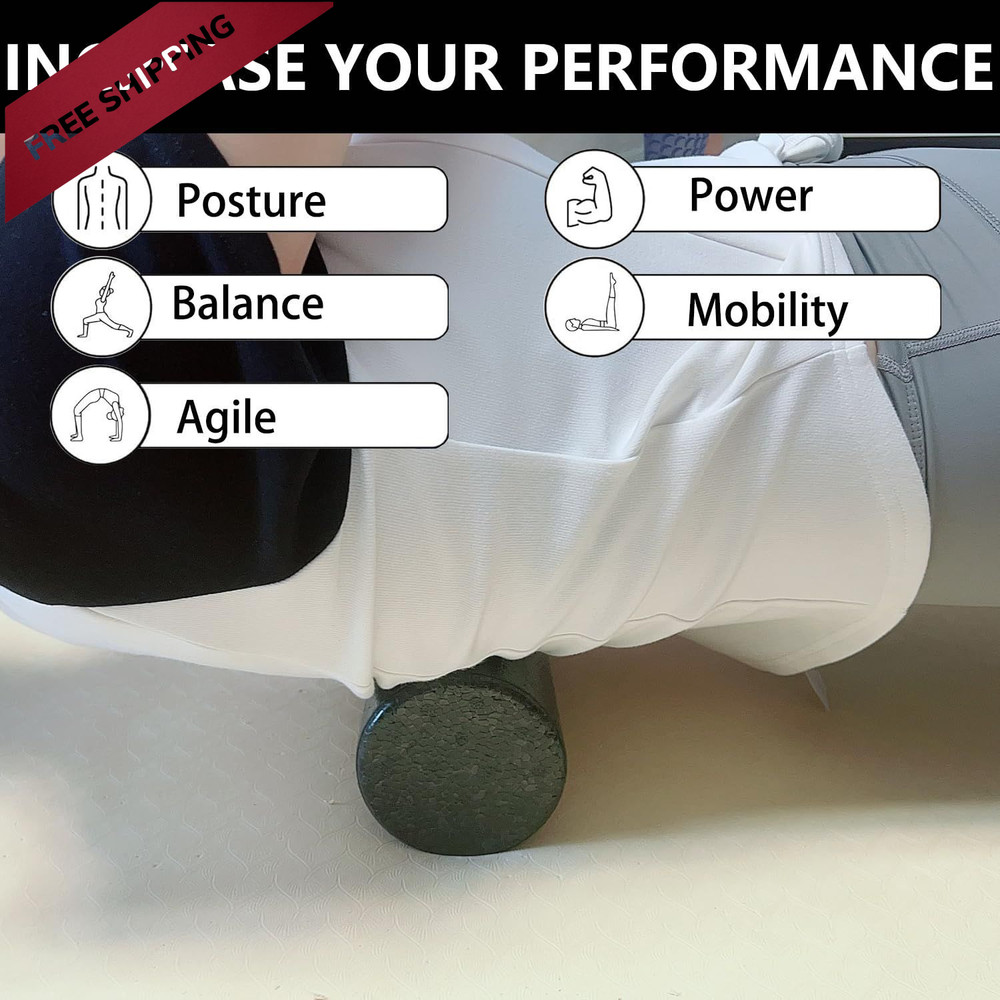 Travel Size Back Roller, High Density Foam Roller for Small, Black