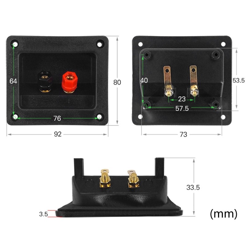 2-Way Speaker Junction Box Terminal Binding Post Square Screw Cup Connecting