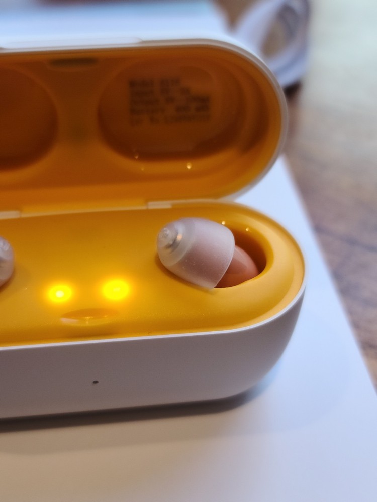 Wireless Rechargeable Digital Hearing Aids with Recharging Case (White)