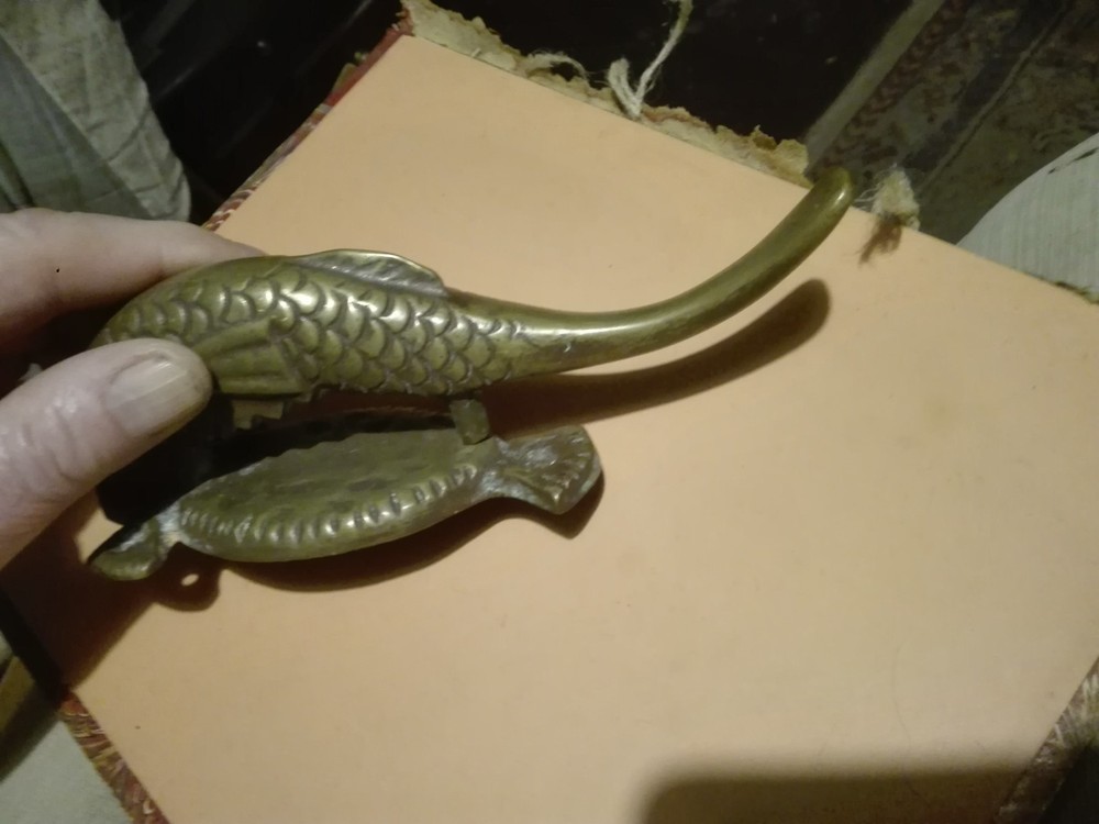 RARE - Antique Front Door Knocker BRASS FISH