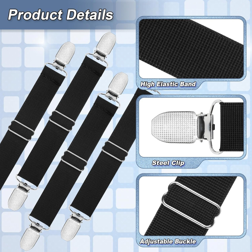 4 Pcs Adjustable Elastic Boot Straps Stirrup Pants Clips Pants Stirrup Leg Strap