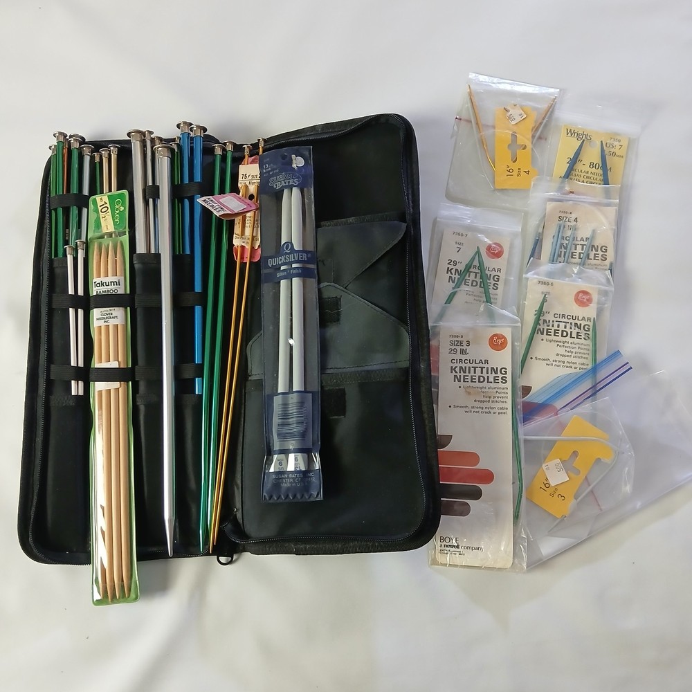 Mixed Lot Knitting Needles and case