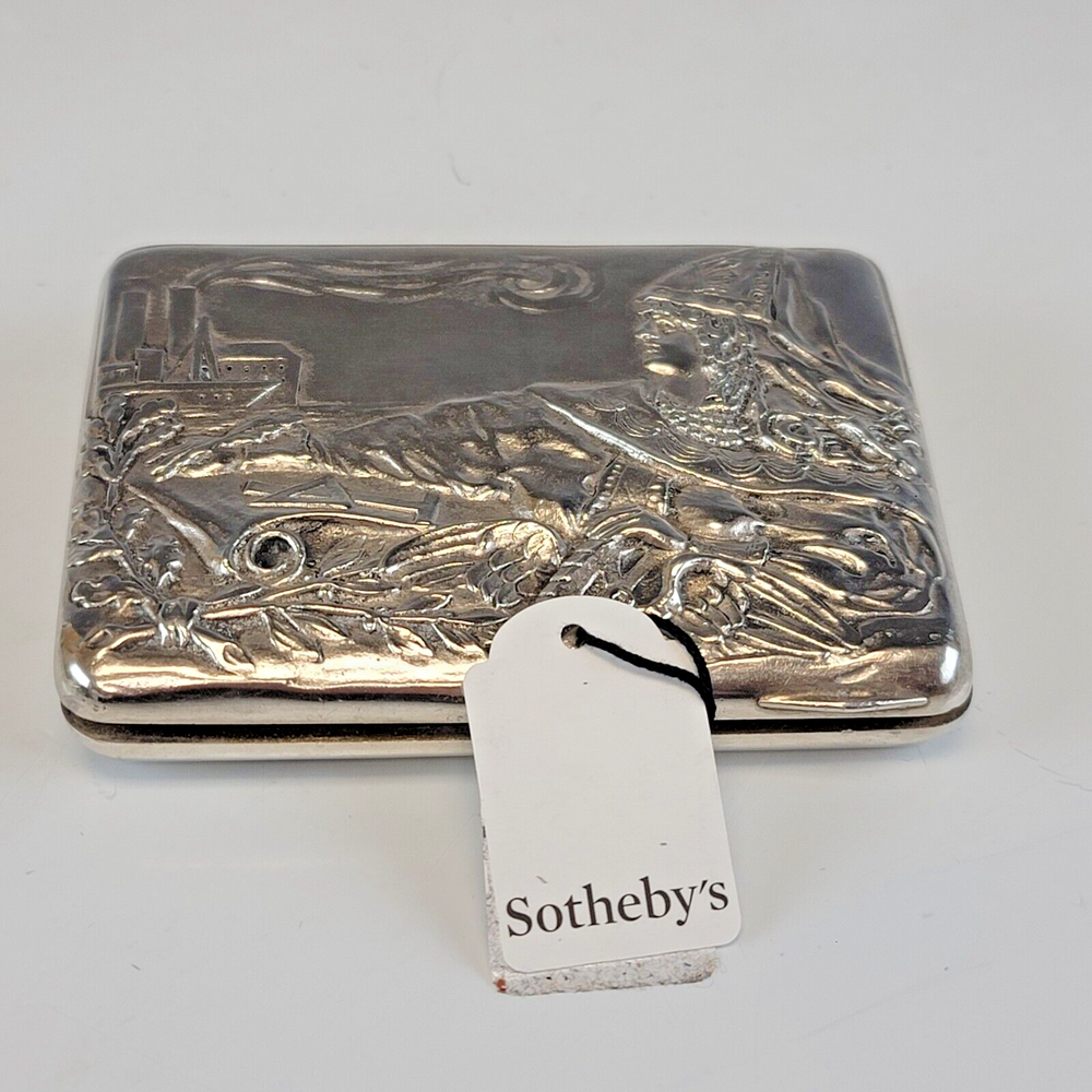 Large 19C Russian Silver Cast Cigarette Case