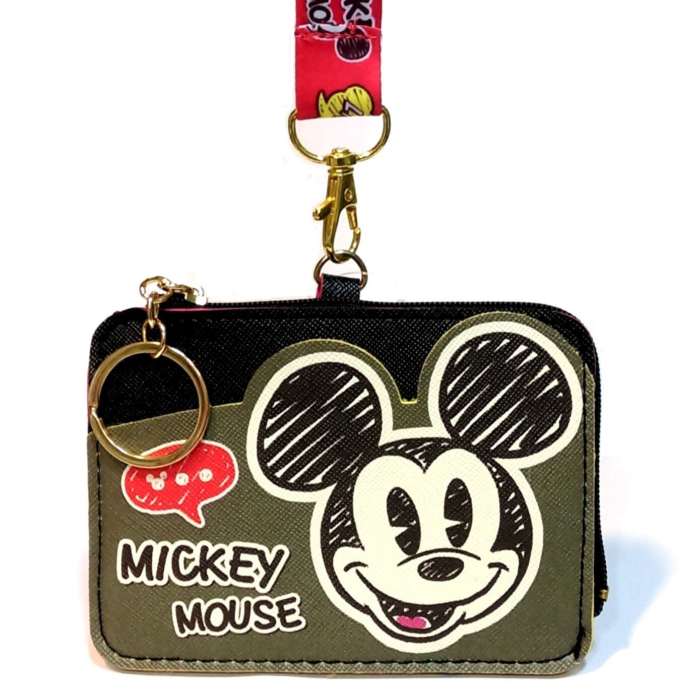 Disney Mickey Mouse Change Coin Purse Card Holder Case Wallet Pouch Bag Lanyard