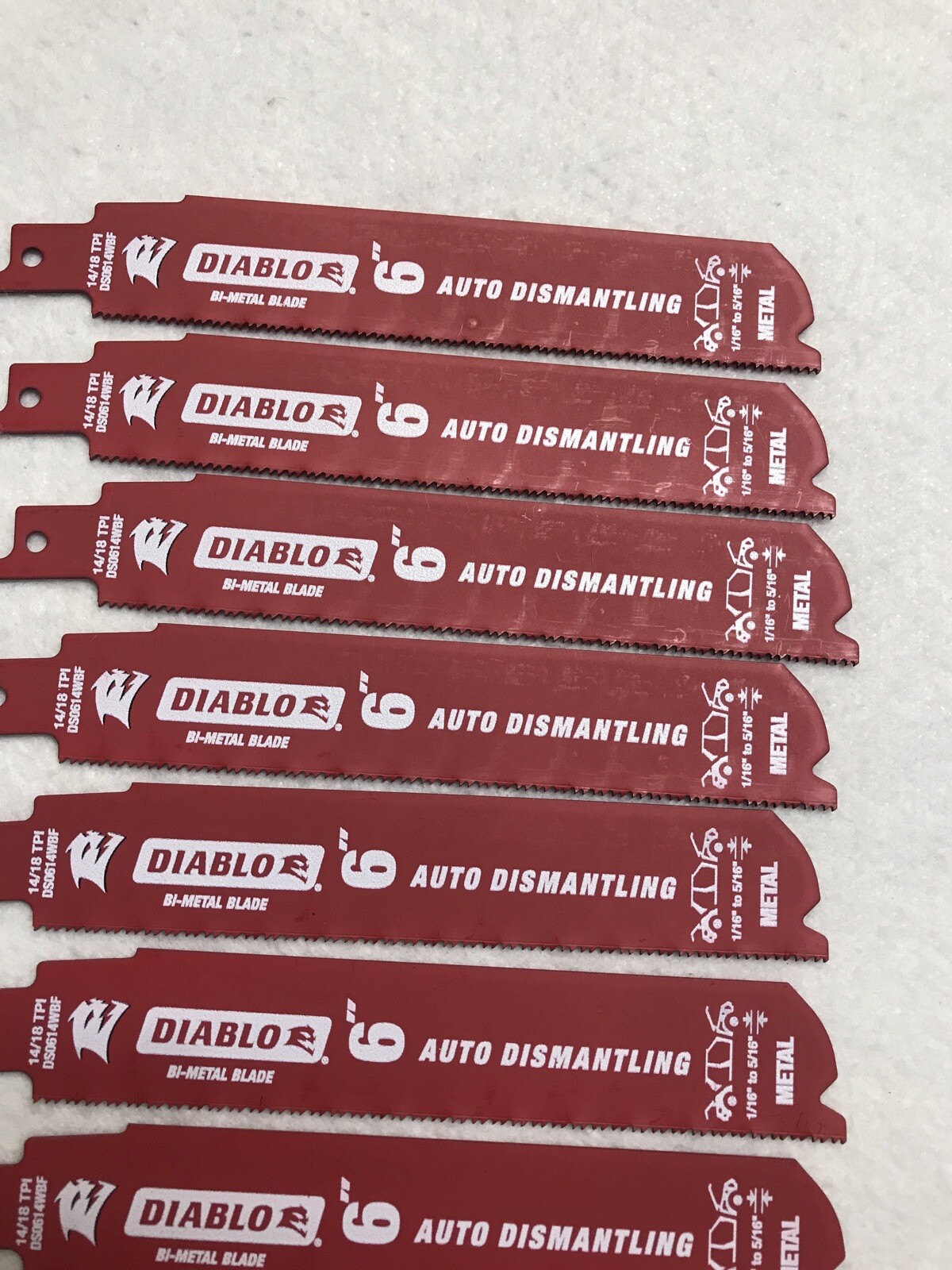 20 Pack Diablo 6" 14/18 TPI Reciprocating Saw Blades Auto Dismantling Metal Cutt