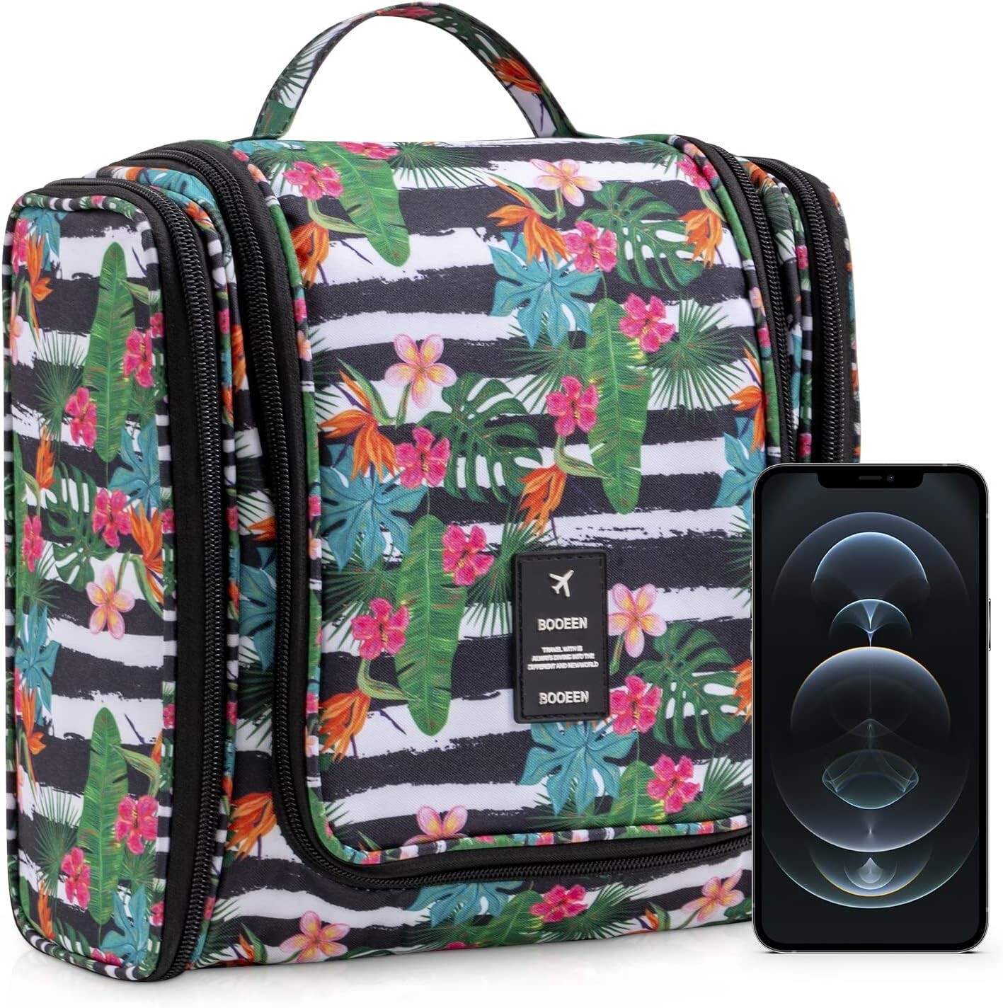 Booeen Hanging Travel Toiletry Bag For Women-17 Compartments, Large Capacity