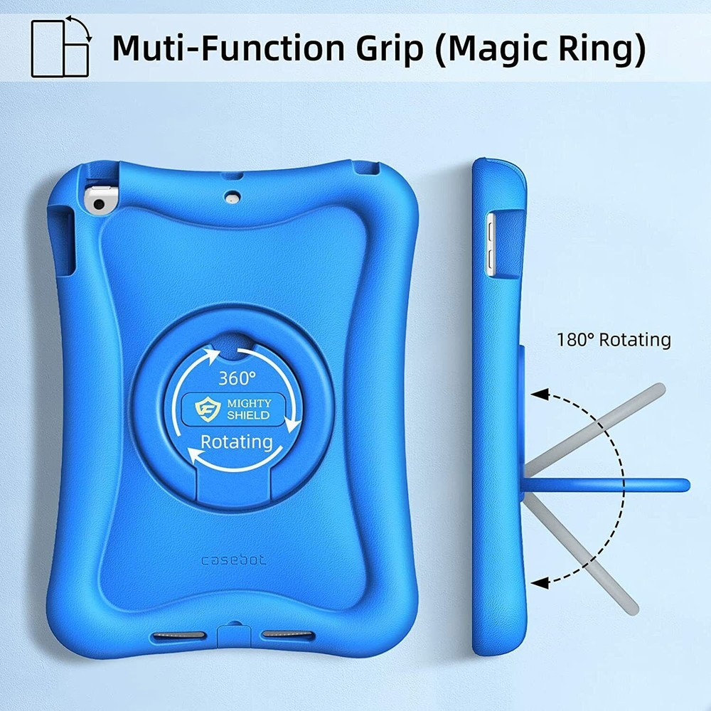 For iPad 9th/8th/7th Gen Rotating Stand Case Rugged Cover with Screen Protector