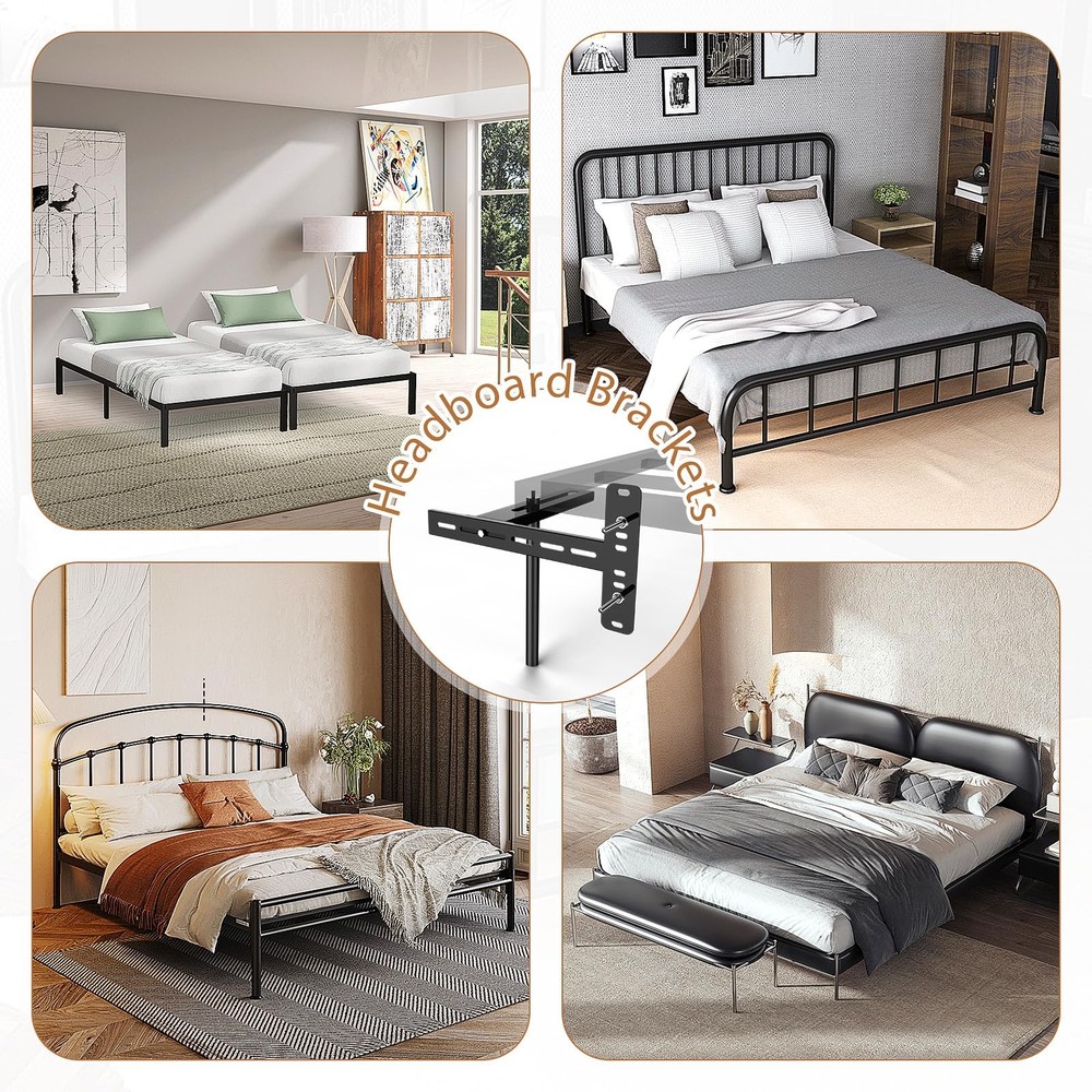 Universal Bed Headboard Brackets, Adjustable Bed Base for Twin/King/Queen/Ful...