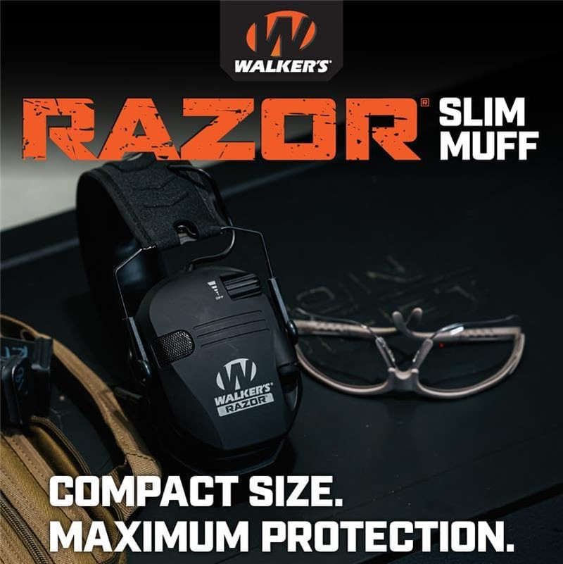 Slim Electronic Earmuffs Low Profile Adjustable Hearing Protection for Shooting