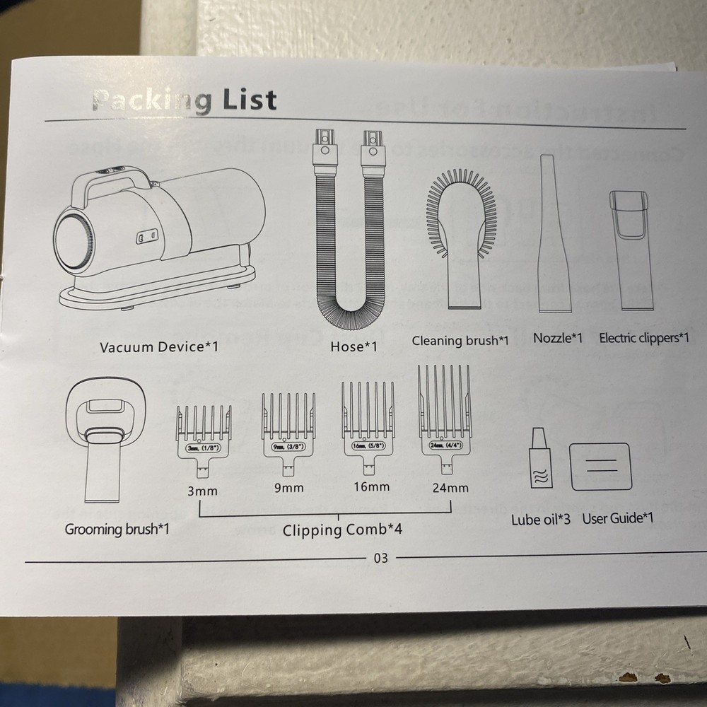 pet grooming vacuum kit and vacuum