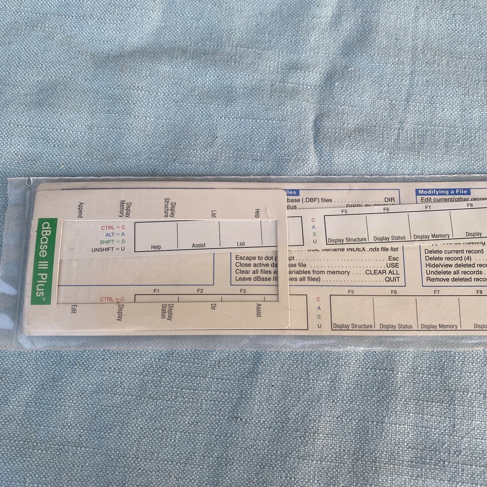 MicroRef Keyboard Template Kit dBase III Plus NEW Vintage PC Computer 18" Long