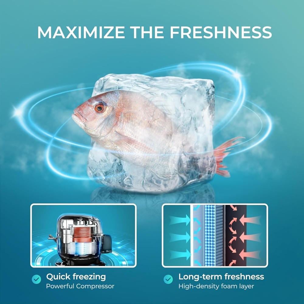 User-Friendly 2.1 Cu Ft Compact Freezer - Reversible Door & Quick Freeze Shelves