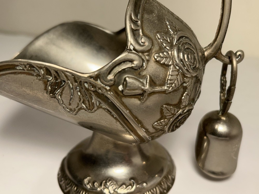 Vintage Silverplate Sugar Scuttle Rose Accent With Scoop 5.75”