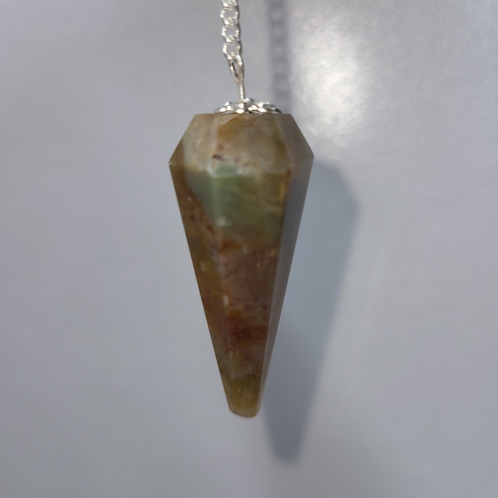 Bloodstone Faceted Cone Crystal Dowsing Pendulum Divination Tool