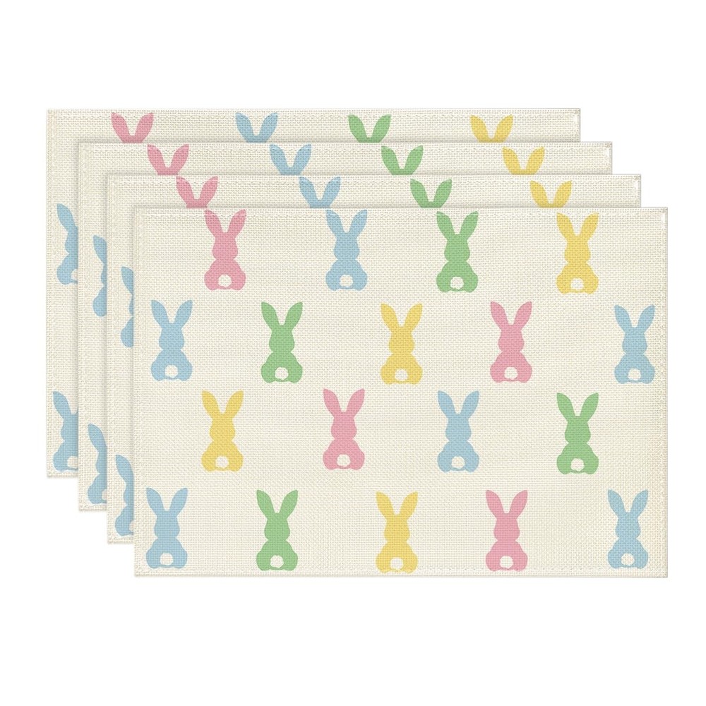 Artoid Mode Colorful Bunny Rabbit Easter 12" x 18", Rectangular 4 Pcs, Pink