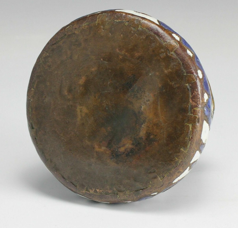 17-18th Century Middle Eastern Enamel on Copper Bowl Arabic Script