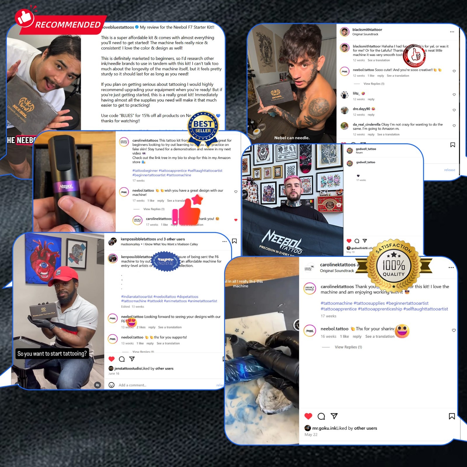 Complete Tattoo Pen Kit Wireless Tattoo MachineGun with Needle Ink Tattoo Supply