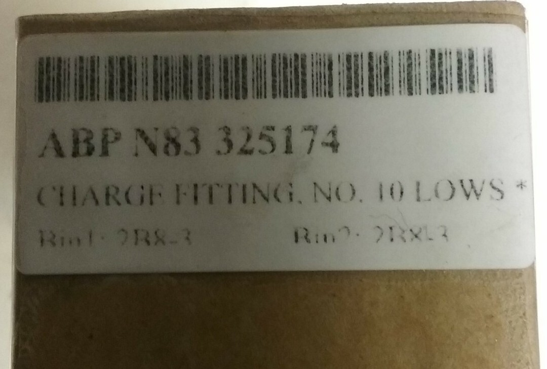 ABP N83 325174 ALLIANCE PARTS CHARGE FITTING, NO. 10 LOWS *D