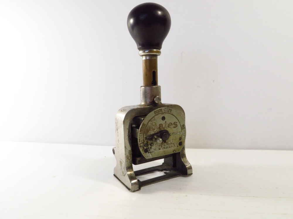 Vintage Bates Numbering Machine 5 Wheels Style E, As Is