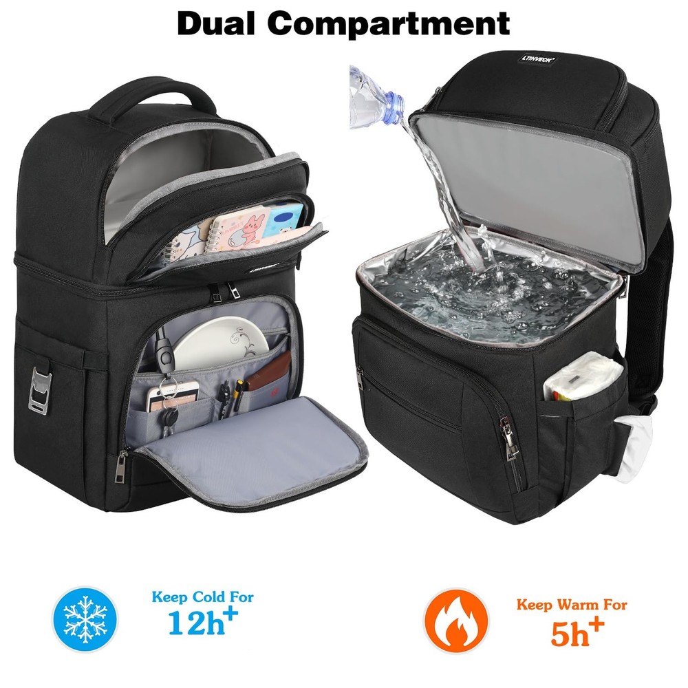 Cooler Backpack,Insulated Backpack Cooler Leakproof Double Deck Cooler Bag fo...
