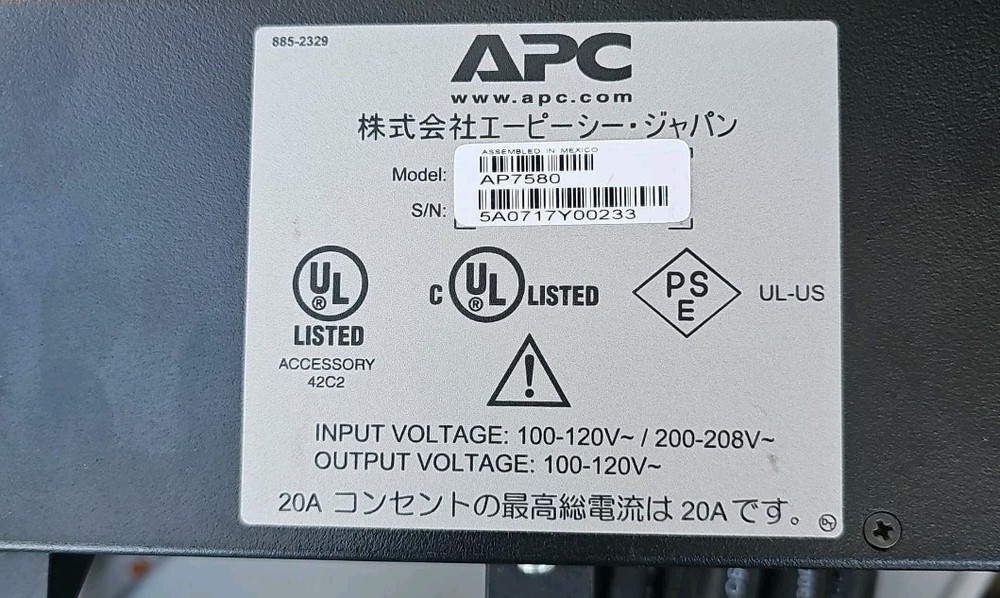 NEW APC Basic Rack AP7580 BASIC 120-208V PDU