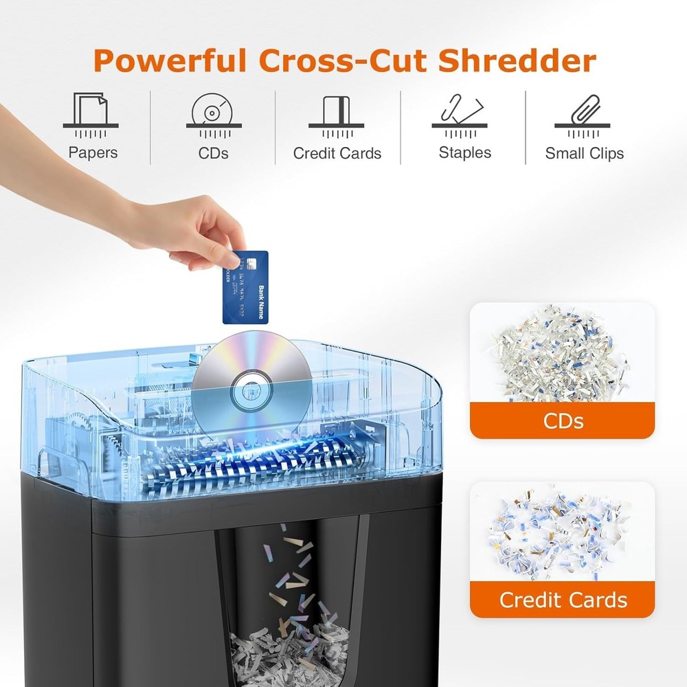 High Security Shredder, 12-Sheet Cross Cut, Quiet Operation