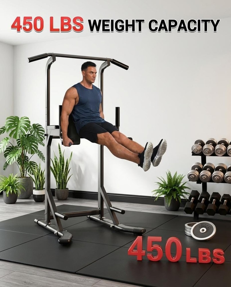 Height Adjustable Pull Up Station Freestanding 450LB Workout Pullup Dip Station