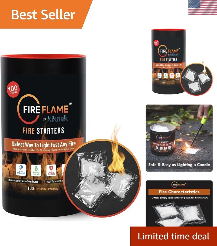 Quick Instant Fire Starter - 100% Waterproof, Odorless & Non-Toxic Fire Solution