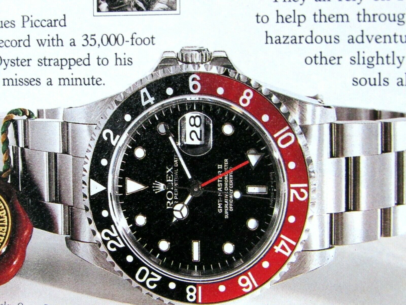 1996 Rolex Chuck Yeagar Hurley Haywood Vintage Original Print Ad 8.5 x 11"