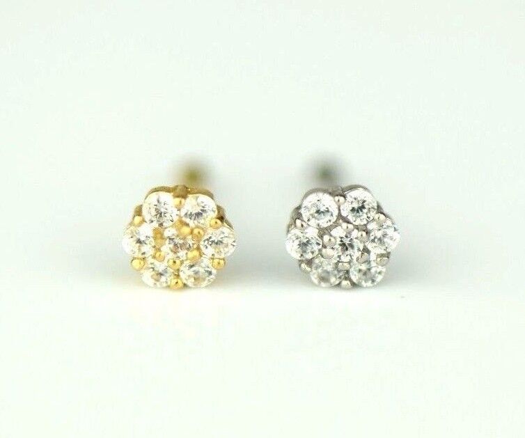14k Yellow or White Gold Flower Nose Piercing Stud