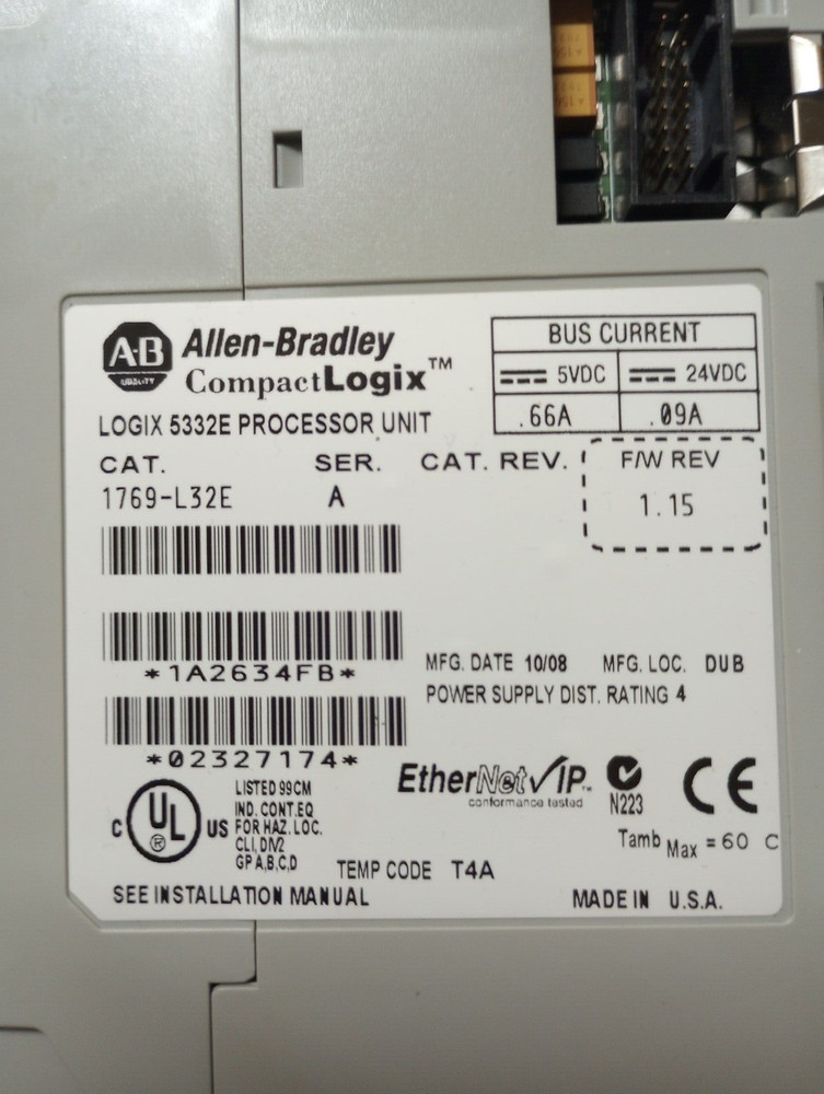 COMPACTLOGIX ALLEN BRADLEY RACK COMPLETE SYSTEM 1769-L32E SYSTEM