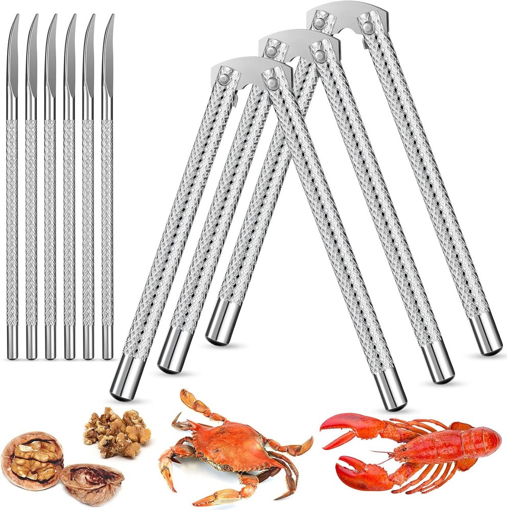 9 Pieces Nut Crackers and Picks Stainless Steel Nutcracker Metal Shell...