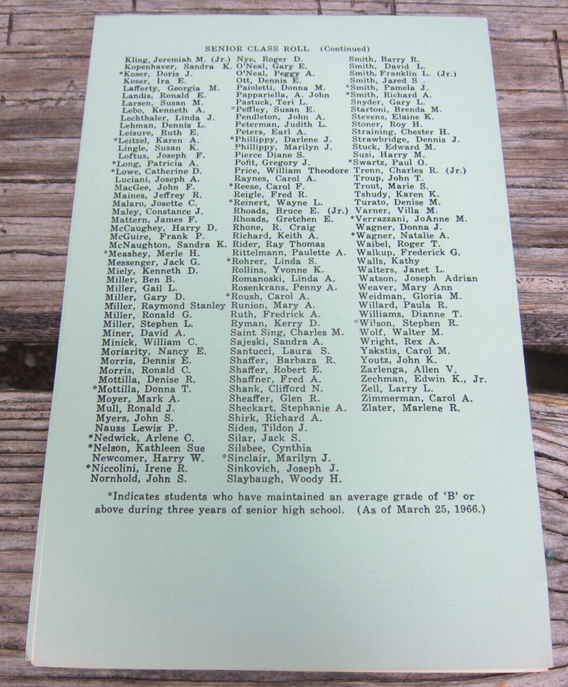 1966 M. S. Hershey Junior & Senior High School Hershey PA Commencement Program