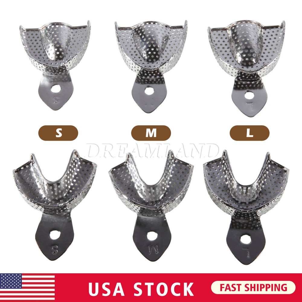 Dental Impression Trays Lower Upper Perforated 6 Pcs/Box