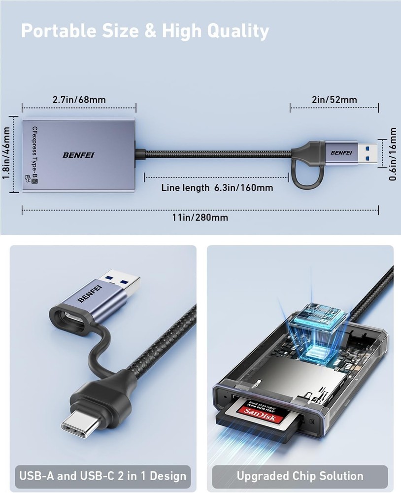 Reliable CFexpress Type B Card Reader - 10Gbps Transfer, Portable Design