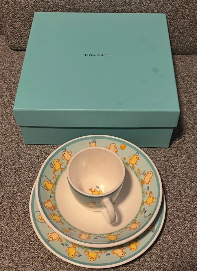 Tiffany & Co. Chicks 3 Pc Porcelain Baby Set