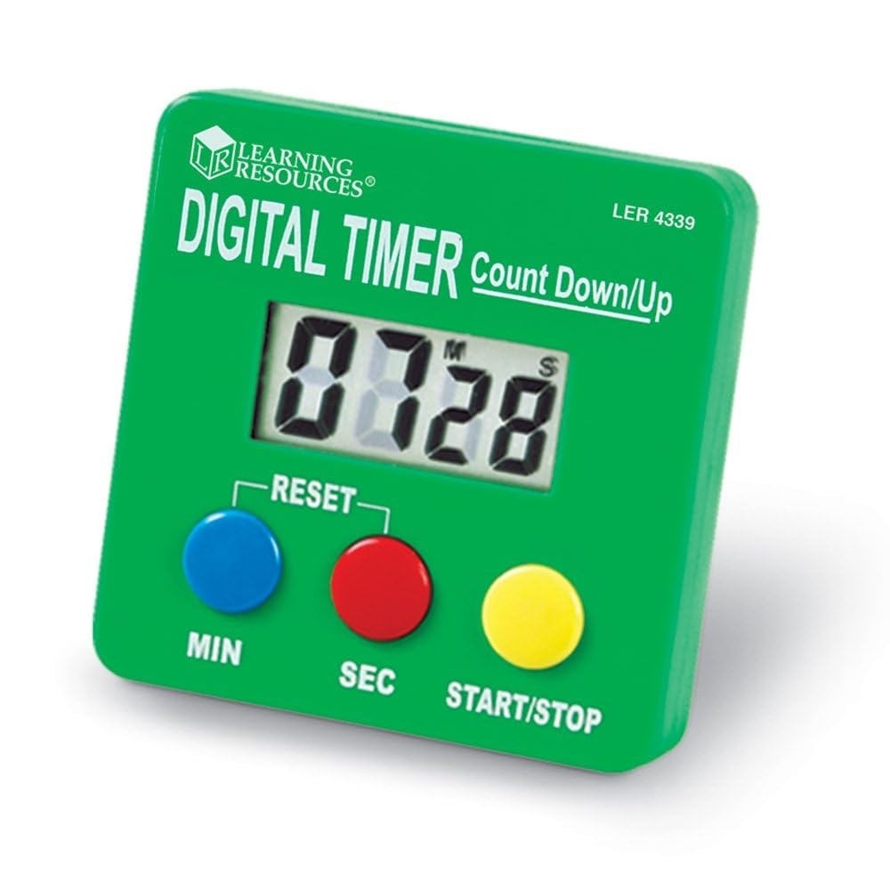 Learning Resources Digital Timer Count Down/Up Displays Seconds/Minutes
