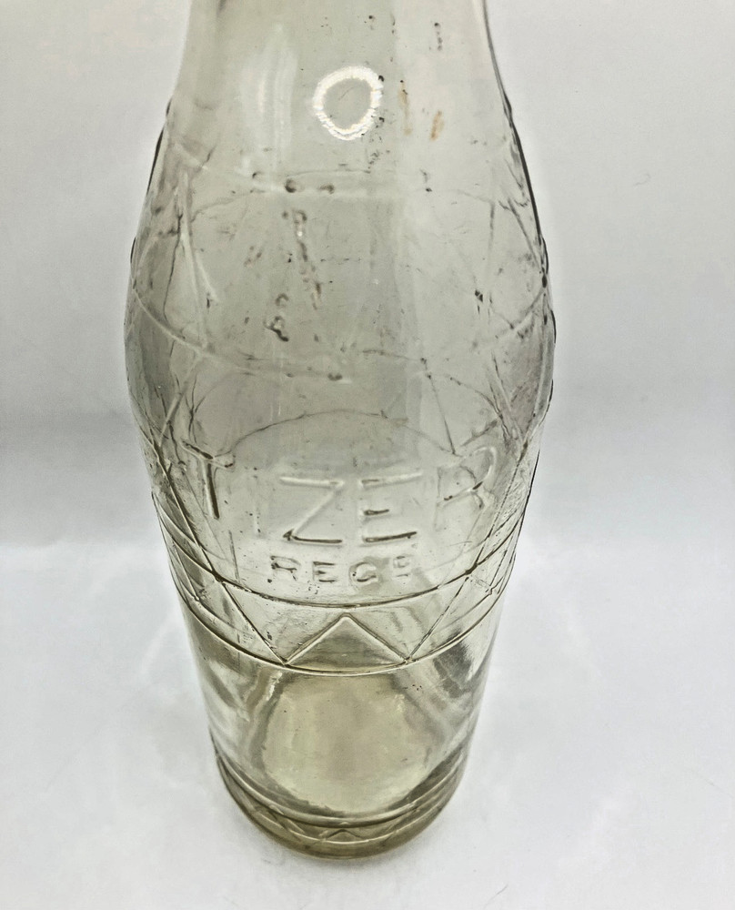 Antique Tizer Clear Bottle with Triangular Pattern in Excellent Condition - 1924