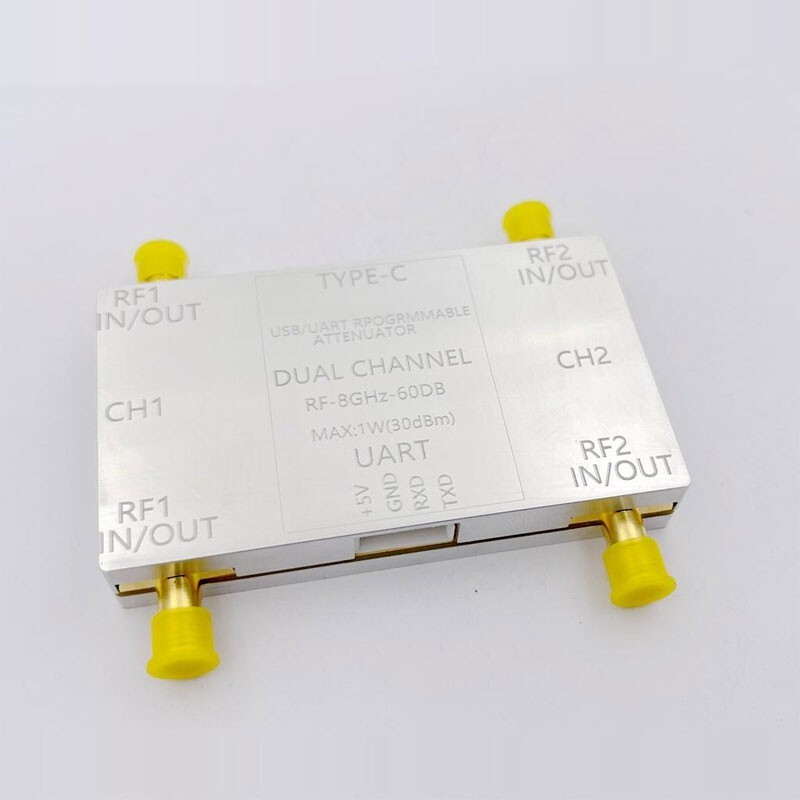 2-CH RF Attenuator Module 60dB 50ohms w/ SMA Connector + Type-C Cable LF-8GHz