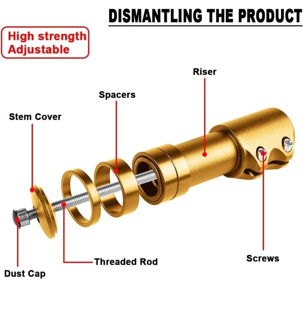 AMYIPO Bicycle Fork Stem Extender Handlebar Neck Gold