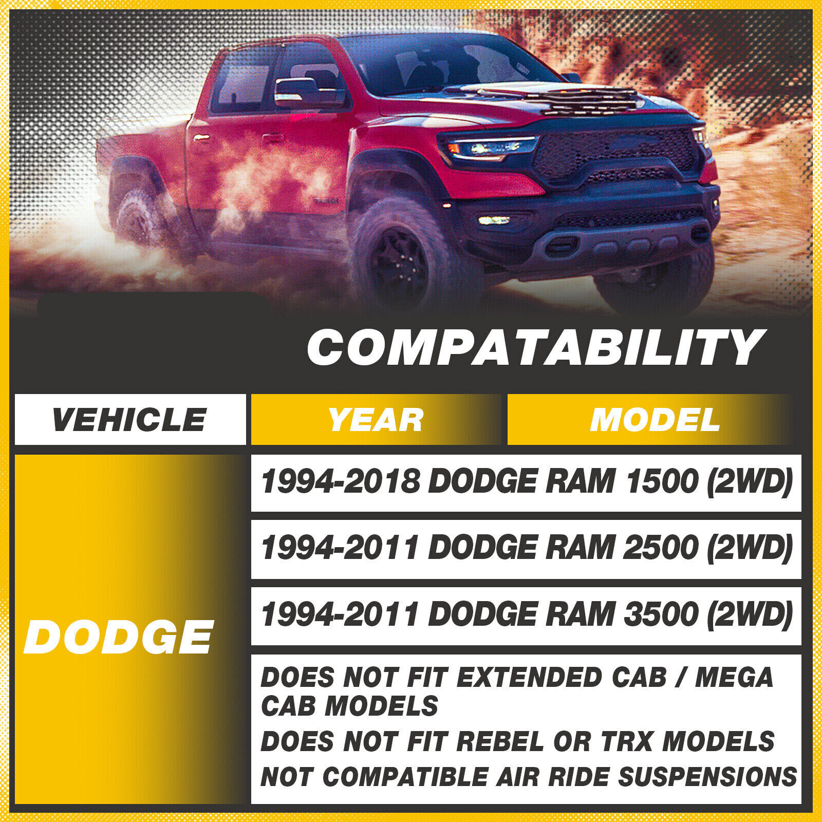 3" Fit ONLY 2WD 1994-2018 94-18 Dodge Ram 1500 2500 3500 Front Lift Leveling Kit