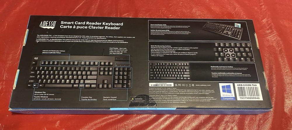 Adesso Smart Card Reader Keyboard NIB never opened