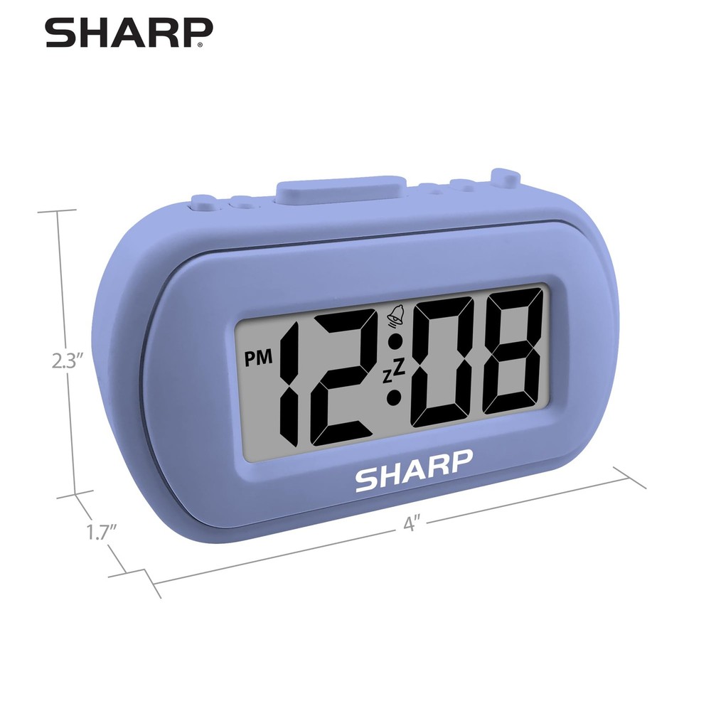 Sharp Digital Alarm Clock – Tactile Case with Soft Rubberized Small, Lavender