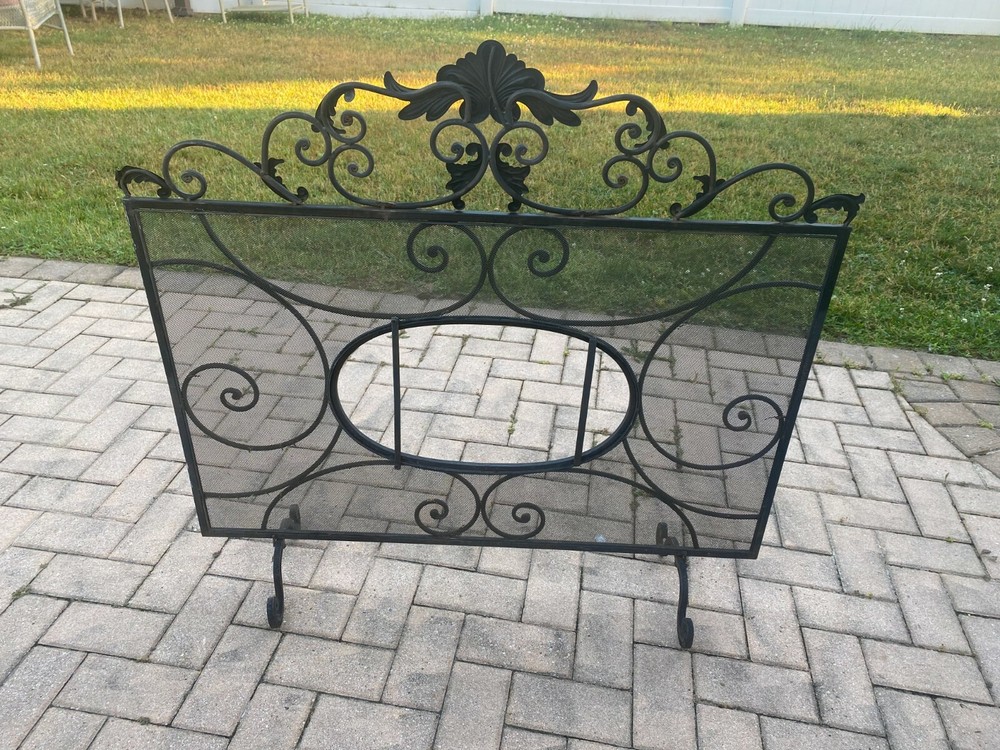 Antique Wrought Iron Fireplace Screen