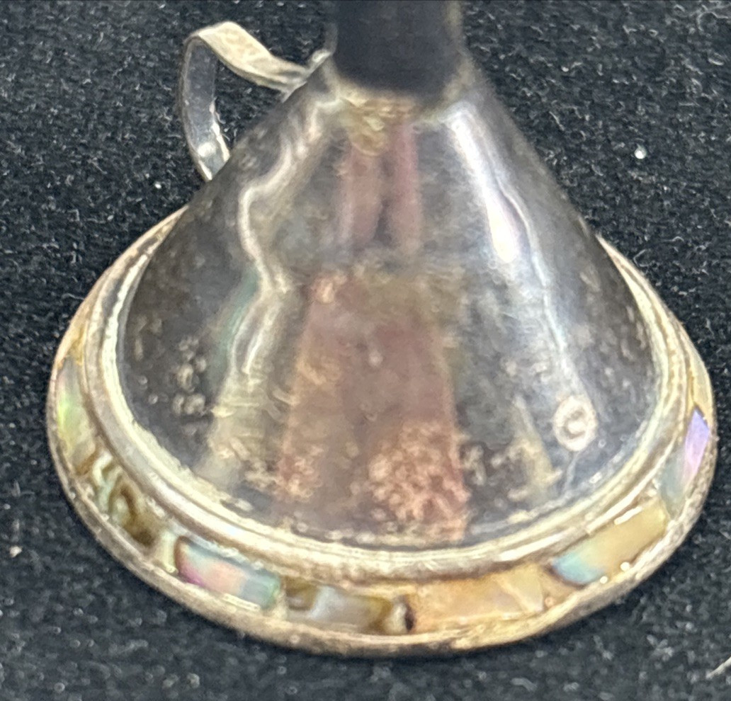 Vintage Sterling Silver Mexico Perfume Bottle and Funnel w/ MOP - 6 gr