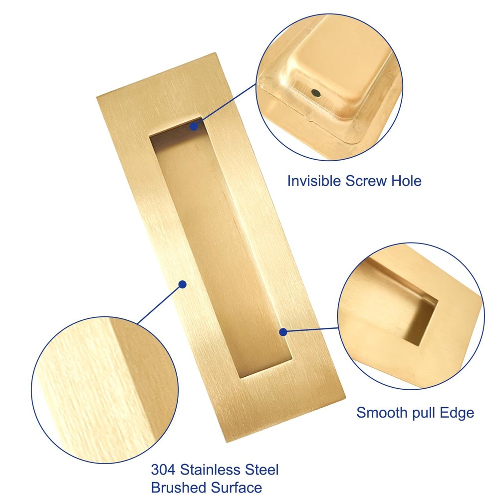 Recessed Finger Flush Pull Handles for Wardrobe, Pocket, Sliding Barn, Bifold Do