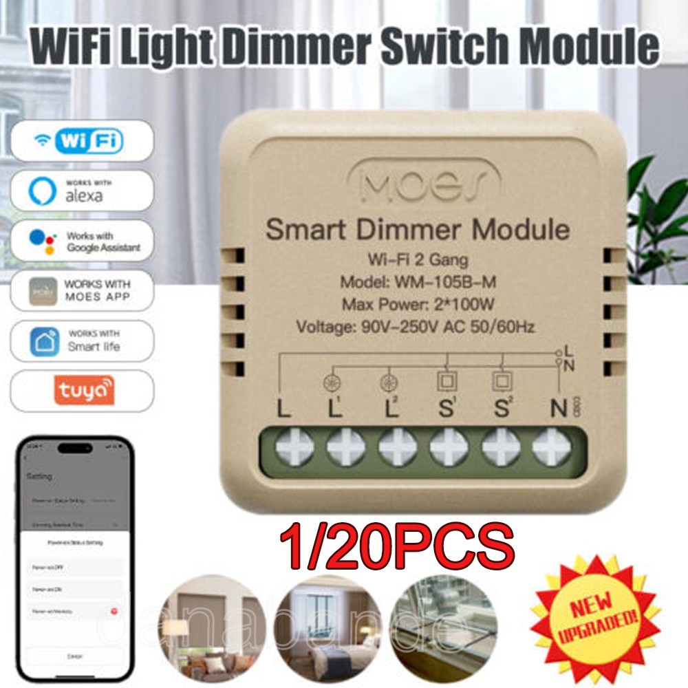 1/20X WiFi Smart Wall Light Dimmer Switch Module 3Way Alexa Google APP Timer