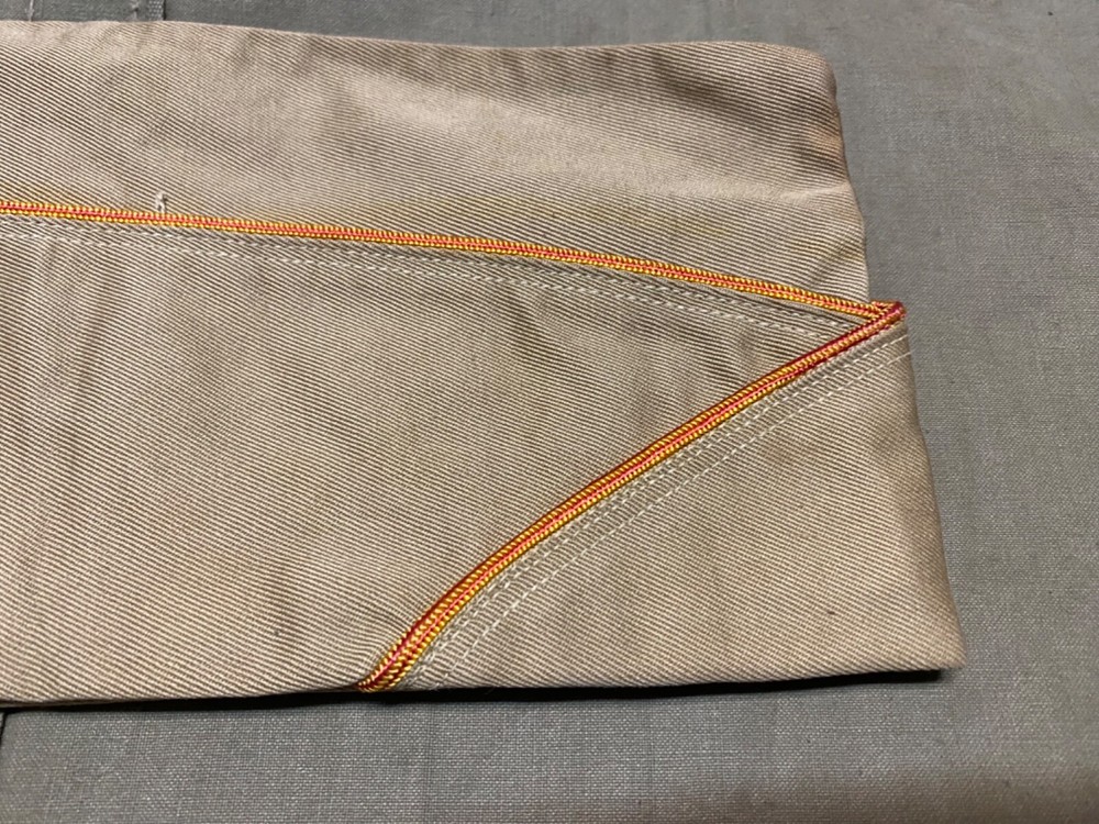 ORIGINAL WWII US ARMY ORDNANCE CORP SUMMER KHAKI OVERSEAS CAP-MEDIUM