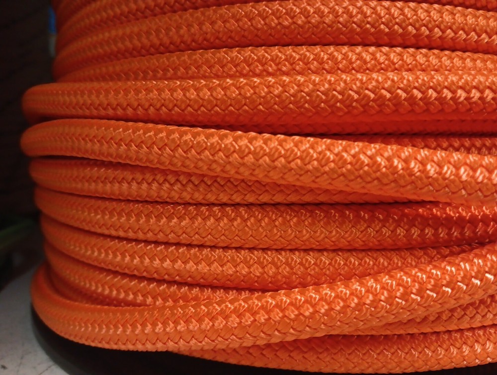 3/8 " x 600 ft. Double Braid-Yacht Braid Polyester Rope Spool. Bright Orange